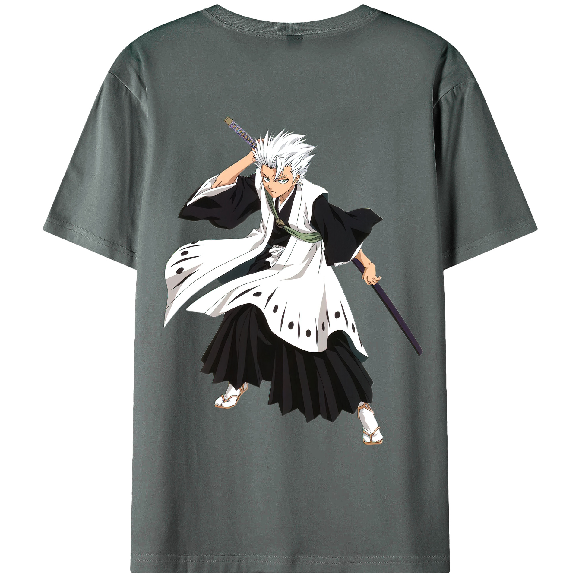 （画像用） ブリーチ 日番谷冬獅郎（ひつがや とうしろう） BLEACH Hitsugaya Toushirou 綿100％ メンズ半袖Tシャツ（バックプリント） 通気性